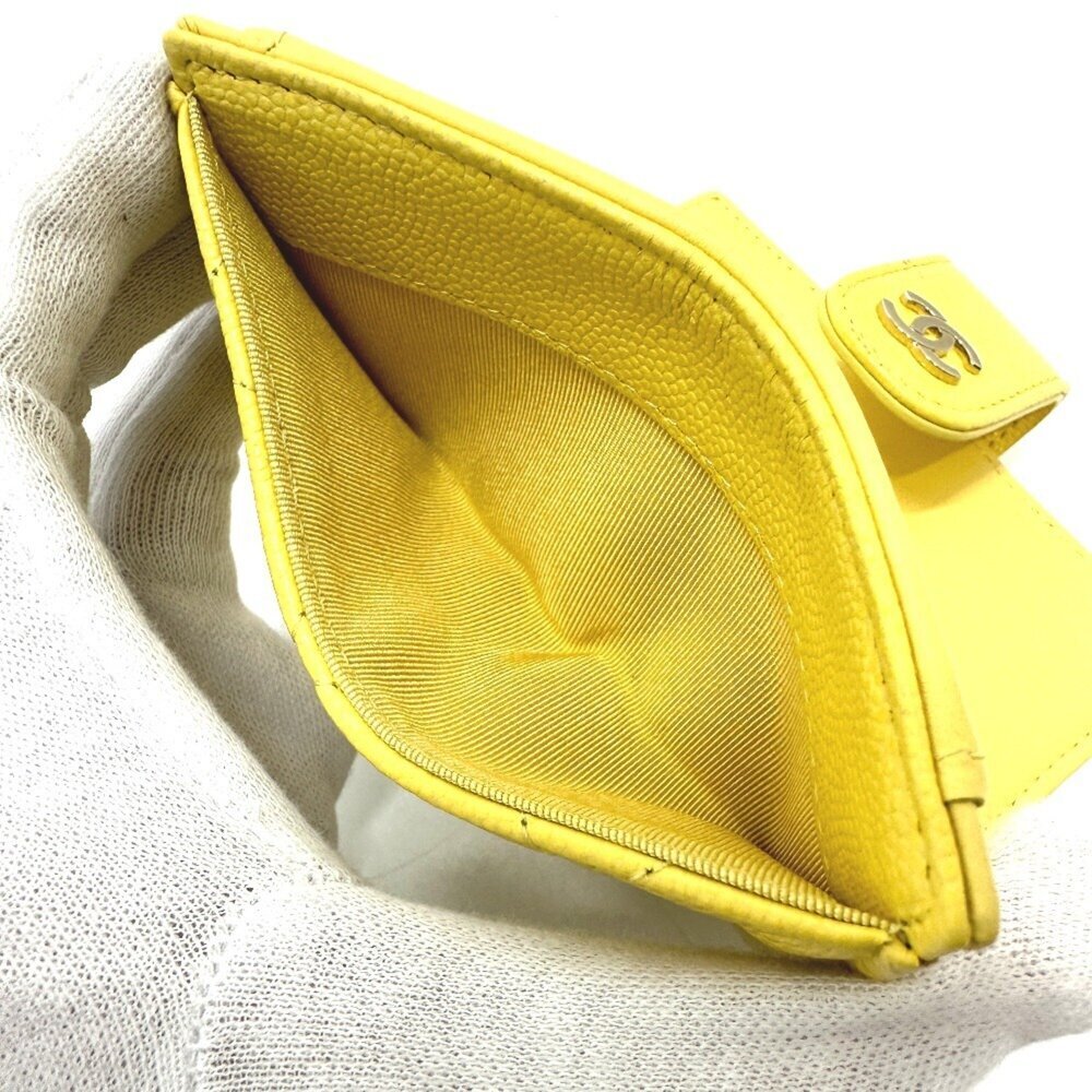 CHANEL Authentic Yellow Caviar Leather Logo Wallet - Picture 15 of 16